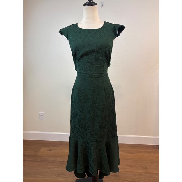 Lulus Dresses & Skirts - Lulus Sophisticated Soirée Jacquard Dress Womens M Green Cutout Wedding Guest